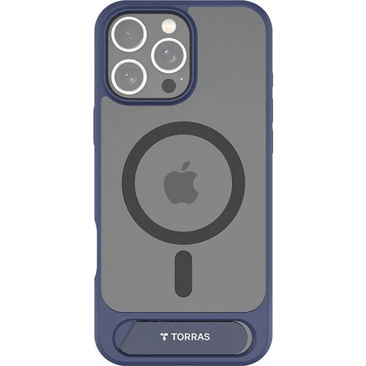 Torras Pstand Serie Hülle für iPhone 16 Pro, Magnetisches Design mit 360° Airbag-Technologie, Blau