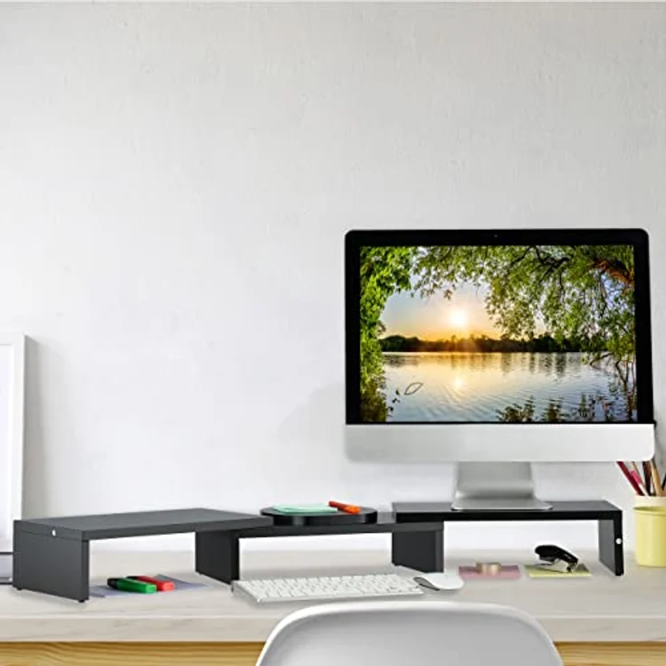 Relaxdays Monitorständer für 2 Monitore, verstellbar, ergonomisches Arbeiten, Bildschirmerhöhung Schreibtisch, schwarz – Bild 3