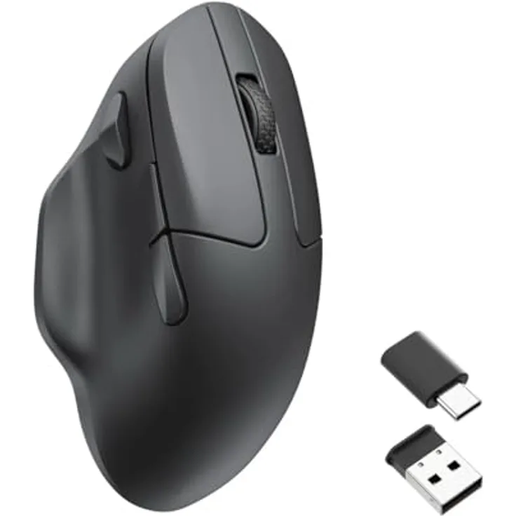 Keychron M7 Kabellose Computermaus, 26K DPI Optische Maus, 2.4 GHz/Bluetooth/Kabelgebunden mit Makrotaste 63g Leichtgewicht, Ergonomisch, Bis zu 70 Stunden Arbeitszeit für macOS/Windows - Schwarz