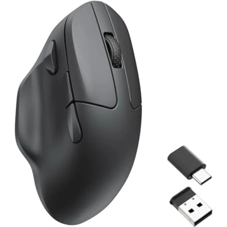 Keychron M7 Kabellose Computermaus, 26K DPI Optische Maus, 2.4 GHz/Bluetooth/Kabelgebunden mit Makrotaste 63g Leichtgewicht, Ergonomisch, Bis zu 70 Stunden Arbeitszeit für macOS/Windows - Schwarz – Bild 1