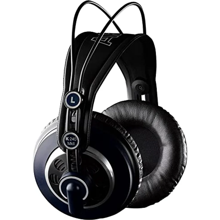 AKG K240 MKII Professioneller halboffener Over-Ear-Studiokopfhörer, selbstjustierender Kopfbügel, Hochleistungsdesign, 3mm und 1/4"-Adapter - Schwarz und Blau – Bild 1