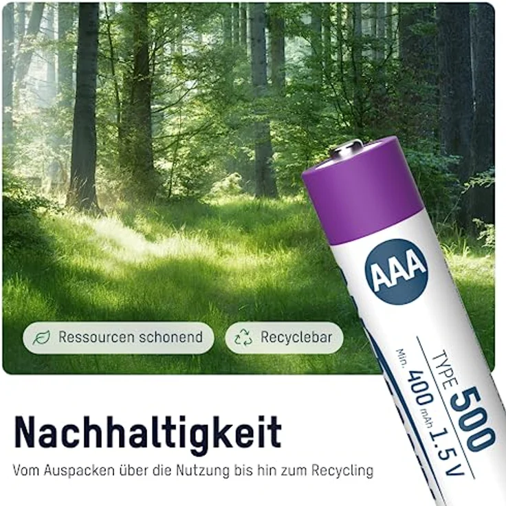 ANSMANN 4X Micro AAA Akkus Li-Ion mit USB Typ-C Anschluss, wiederaufladbar über USB-C/Hohe Leistung von 1,5 Volt & 500 mAh/Geeignet für Fernbedienung, Controller, Lampen, Spielzeug, Funkgeräte – Bild 3