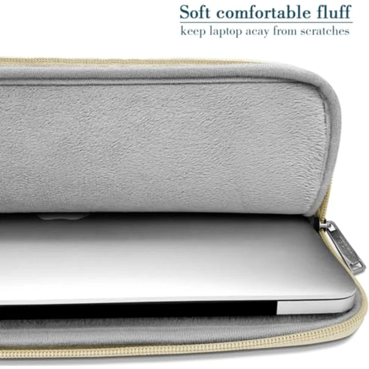 TECOOL 13,3 Zoll Laptop Tasche Hülle für MacBook Air/Pro, Wasserdicht mit Polsterschaum, Beige – Bild 5