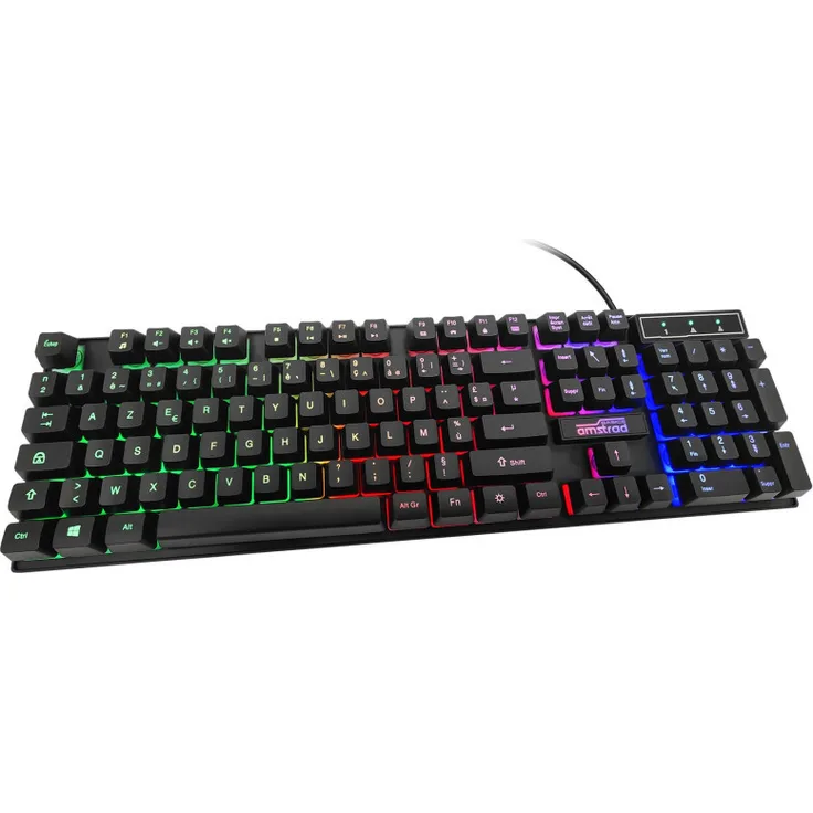 Amstrad Pro Gamer Tastatur Kabelgebunden mit RGB-Hintergrundbeleuchtung, 1,3m, Schwarz