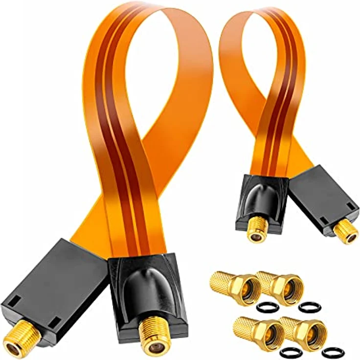 HB Digital 2x SAT Fensterdurchführung High-Quality GOLD + 4 x F-Stecker vergoldet für Fenster und Türen Ultra Flach – Bild 2