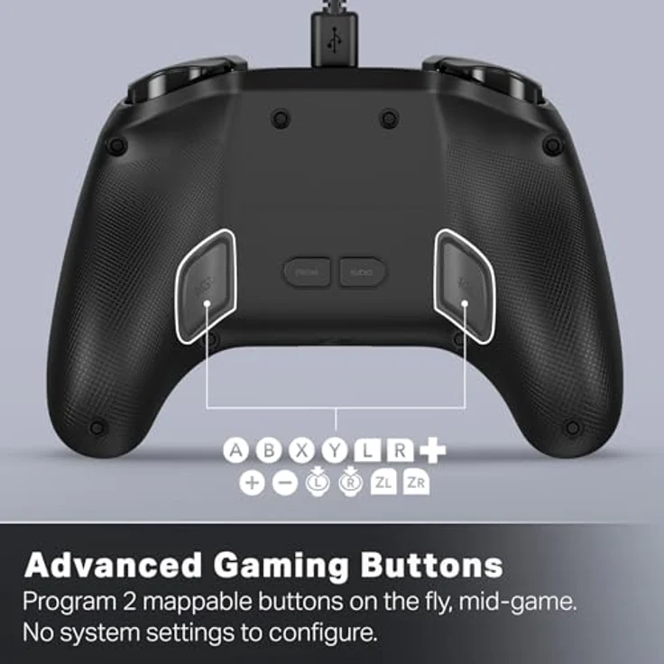 PowerA NSW2 Controller Advantage, kabelgebundener Gaming Controller mit 3 m USB-Kabel, Schwarz – Bild 3