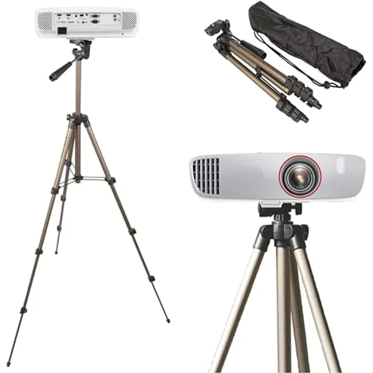 TronicXL Tripod19P, Projektor Beamer Stativ mit 3-Wege-Panoramakopf, max. Höhe 105cm, für Geräte bis 1,5kg, inkl. Transporttasche
