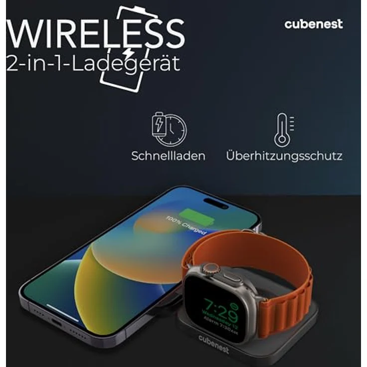 CubeNest Cubenest 2in1 Faltbares Aluminium Wireless Charger | Kompatibel mit Magsafe, Gesamtleistung 20W (2in1 Gray) – Bild 4