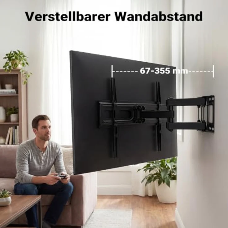 Wiltec Toboli TV-Wandhalterung für 37-80 Zoll Bildschirme, 120° schwenkbar, neigbar, drehbar, optimiertes Kabelmanagement, verstellbarer Wandabstand – Bild 5