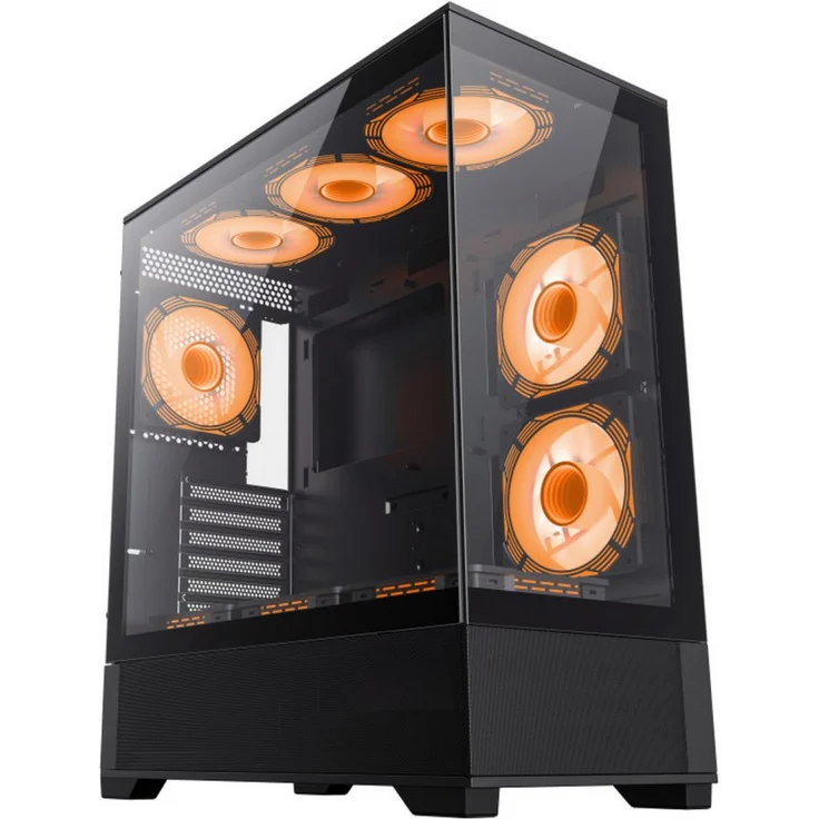 GAMEMAX Gaming-Gehäuse VISTA AB, Mid Tower E-ATX, gehärtetes Glas, 6x120mm ARGB Lüfter, Fernbedienung, ohne Netzteil