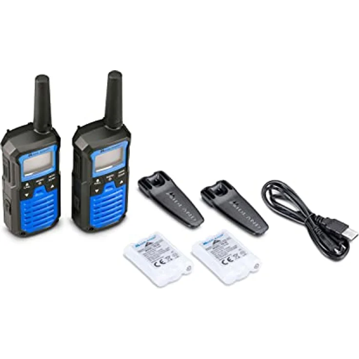 MIDLAND Walkie Talkie XT50 Pro Duo, Dual Band LPD/PMR446, 85 Kanäle, Reichweite bis 8 km, schwarz/blau – Bild 6