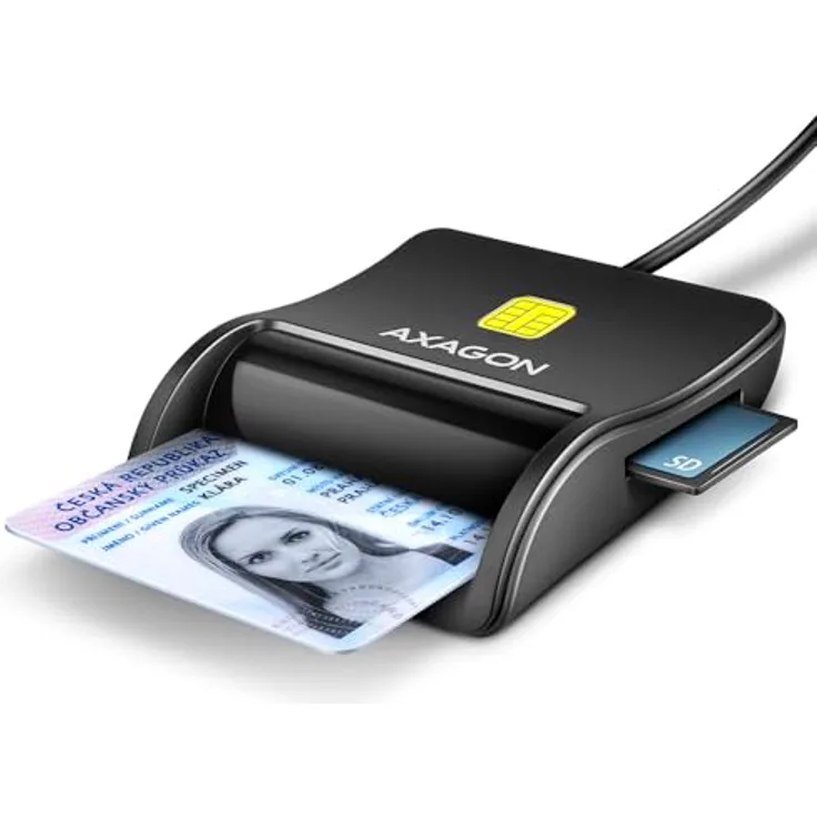 AXAGON CRE-SM3SD, USB Smart Card & SD/microSD/SIM Card FlatReader, vielseitiges Kartenlesegerät