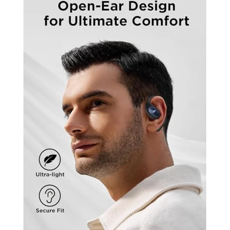 1MORE S31 Open Ear Kopfhörer Bluetooth 5.3, Ultraleichte Kopfhörer Kabellos mit Ohrbügel, Headphones mit ENC Mikrofon, 38 Std. Spielzeit, IPX5, Druckvoller Bass, Ohrhörer für Sports/Fitness, in Schwarz – Bild 3