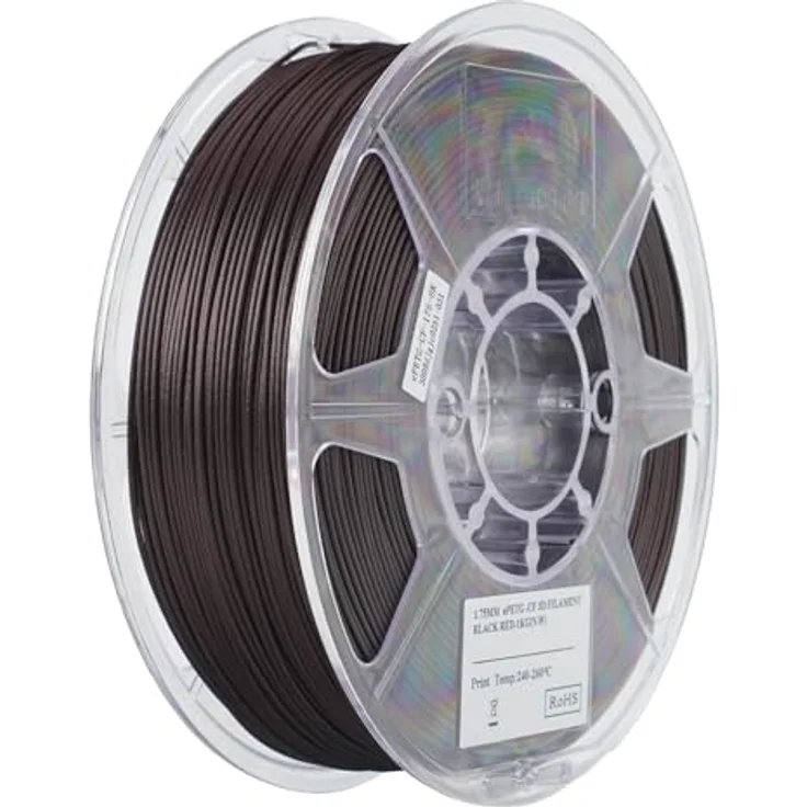 eSUN ePETG-CF, Carbonfaser gefülltes PETG Filament 1.75mm, Schwarz Rot, 1KG Spule für FDM 3D Drucker – Bild 1