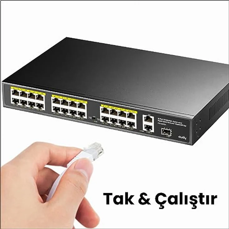 Cudy FS1026PS1, Netzwerk Switch mit 24xFE PoE, 300W Leistung, 1xSFP, lüfterlos, Schwarz – Bild 2