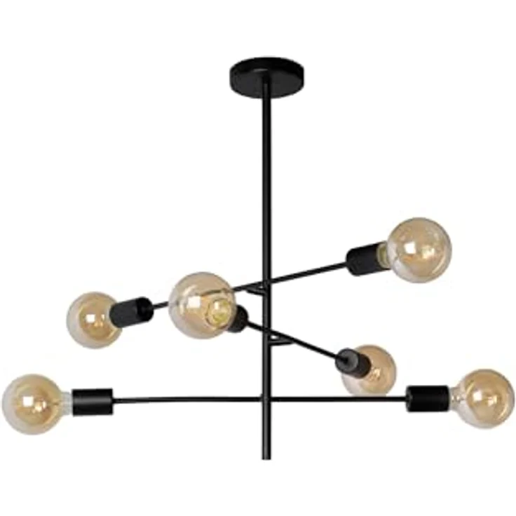 LUCIDE LESTER Deckenleuchte 6xE27 Schwarz, Metall, dimmbar – Bild 2