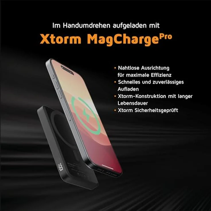 Xtorm Kabellose Powerbank 5000 mAh - Magnetisch, USB-C, MagSafe kompatibel - iPhone 15 Pro Max/Pro/15/14 Pro Max/13 Pro - Schwarz – Bild 3
