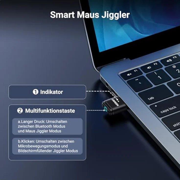UGREEN Bluetooth 5.3 Adapter für PC, mit Maus Jiggler Funktion, Dongle für 5 Geräte gleichzeitig, Plug & Play, unterstützt Windows 8.1/10/11 – Bild 3