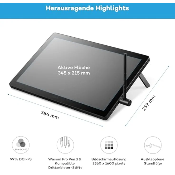 Wacom Cintiq 16 DTK168, Grafiktablett mit 15,6 Zoll Full HD Display, Schwarz – Bild 5