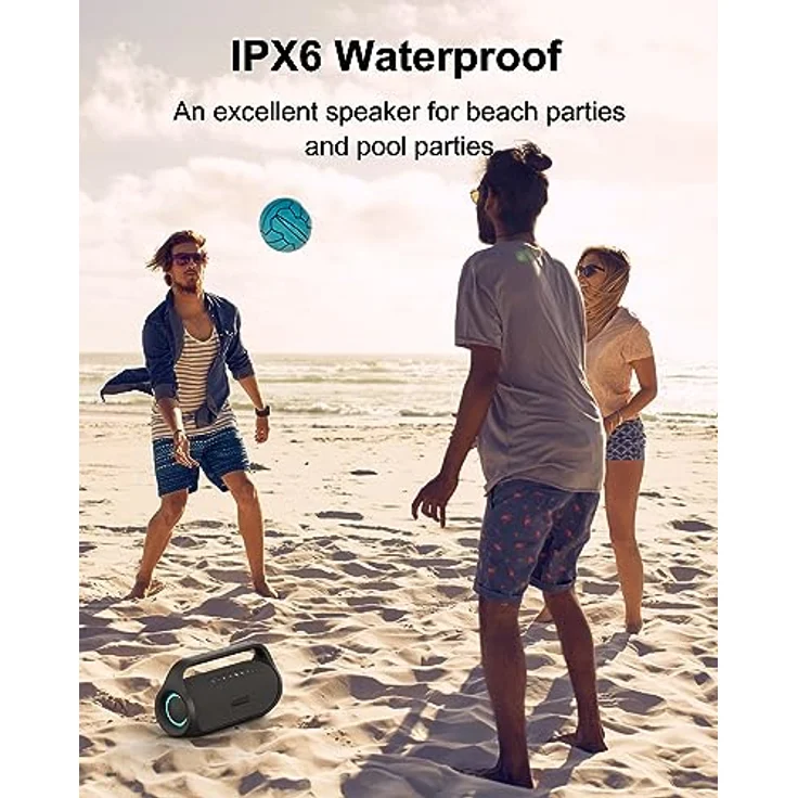 Tronsmart Bluetooth Lautsprecher, Beat-gesteuerte Lichtshow, 50W Stereo Sound, 15h Akku, mit Power Bank, Verbesserter IPX6 Wasserdicht, Outdoor Party Lautsprecher für Garten, draußen, Camping – Bild 3