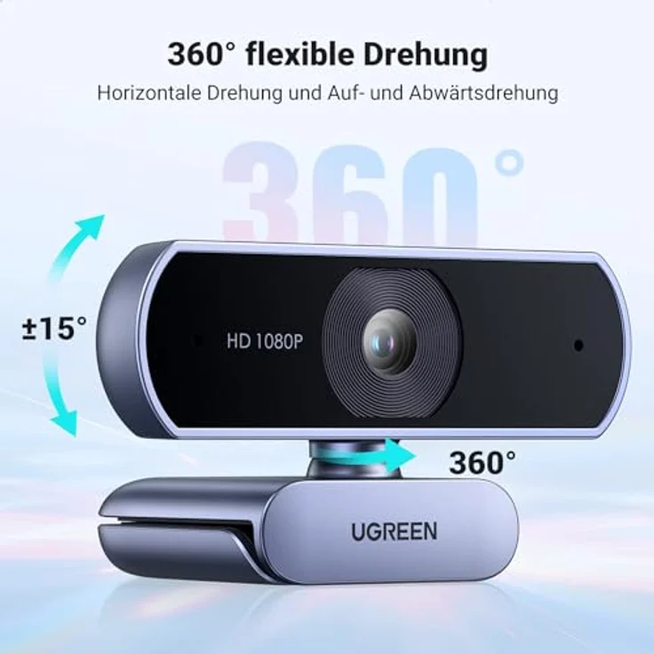 Ugreen Webcam Ugreen Kamera internetowa z mikrofonem Ugreen 15728 USB (srebrna), Grau – Bild 6