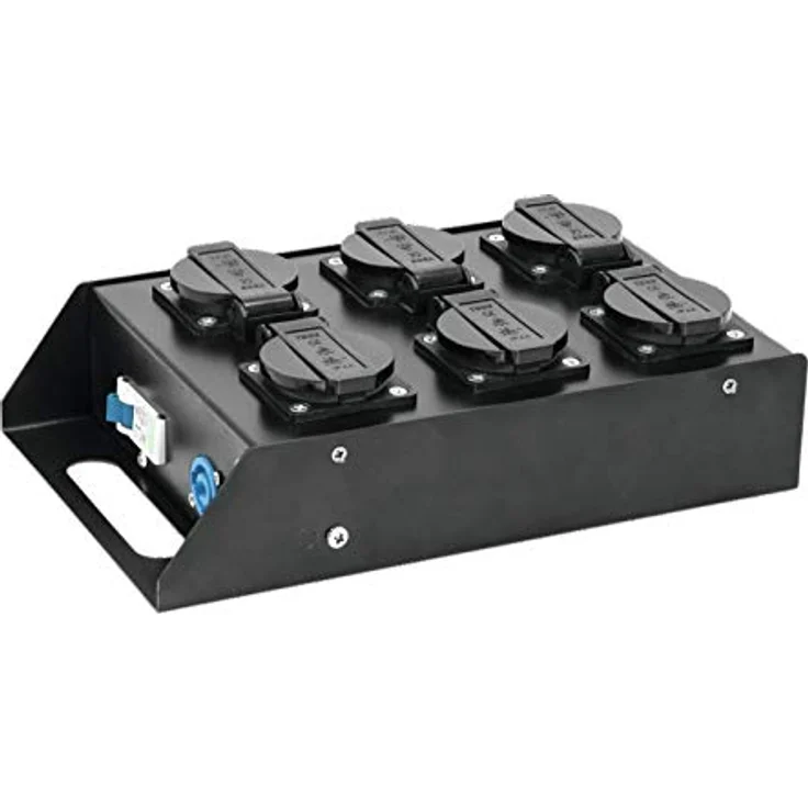 Eurolite SAB-61, Steckdosenleiste mit 6 Schutzkontaktsteckdosen, P-Con Eingang, rostfreies Stahlgehäuse und LS C16 A/230 V Absicherung – Bild 1