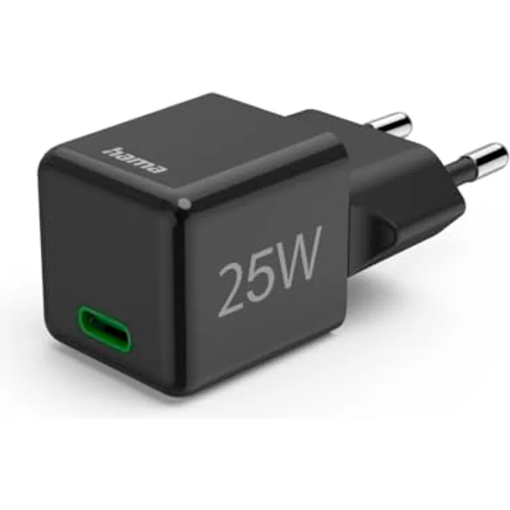 Hama Schnellladegerät (25 W, Power Delivery, Quick Charge, Super-Mini-Format) Schwarz