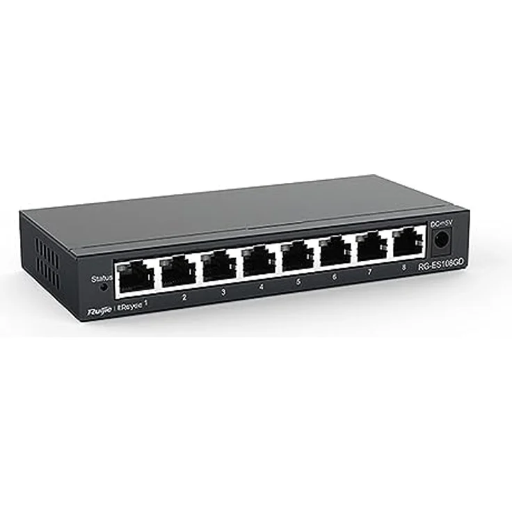 Rouijie Networks RG-ES108GD, 8-Port 10/100/1000Mbps Unmanaged Desktop Switch mit Stahlgehäuse und intelligentem PoE-Management – Bild 2