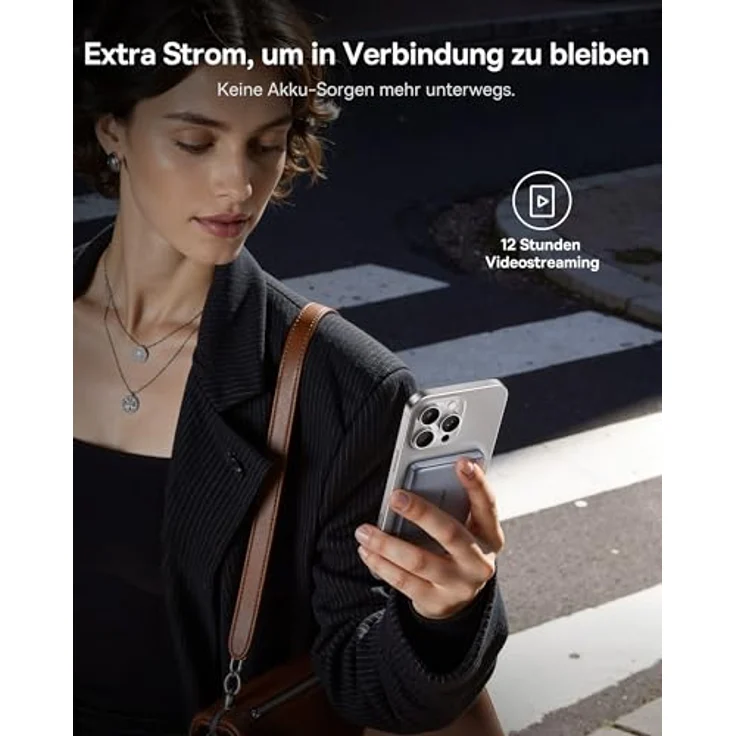 Baseus Mini MagSafe Powerbank 5000mAh, Qi2-zertifiziert mit klappbarem Ständer, PD 20W, magnetisch und kabellos, kompatibel mit iPhone 17/16/15/14/13/12/Pro/Pro Max Serie, Grau – Bild 3