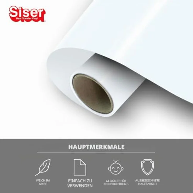 Siser Transferfolie, PVC-freie Folie für Cad-Cut Anwendungen, Schnittbreite 30 cm, Weiß, hohe Waschbeständigkeit – Bild 2