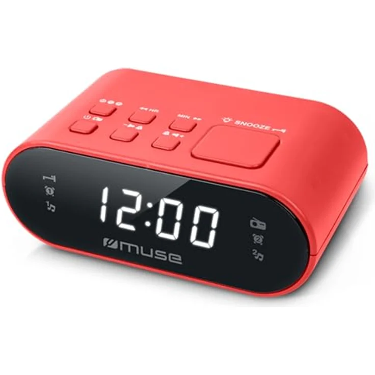 Muse M-10 RD Radiowecker mit LED-Display, Zwei Weckzeiten, dimmbar, digitaler UKW-Tuner, 20 Senderspeicher, rot – Bild 2