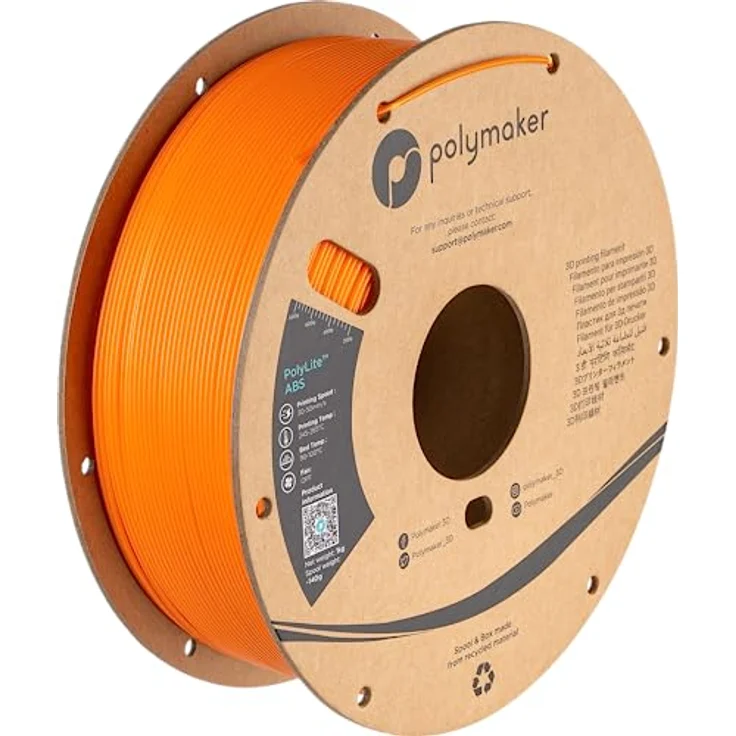 Polymaker PolyLite ABS Filament, geruchsarm, 1.75mm, 1000g, orange, hitzebeständig und schlagfest – Bild 1