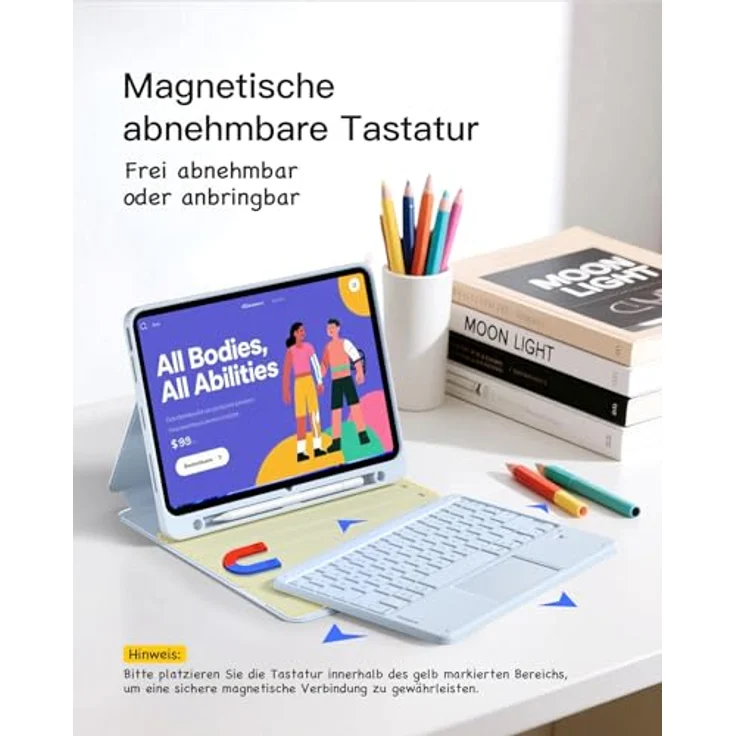 Inateck iPad Hülle mit abnehmbarer Tastatur und Touchpad für iPad 10/11 Gen., Air 11 Zoll M3/M2 (2025/2024), Pro 11, 360° Rundumschutz, verstellbarer Ständer, Bluetooth 5.3 – Bild 3