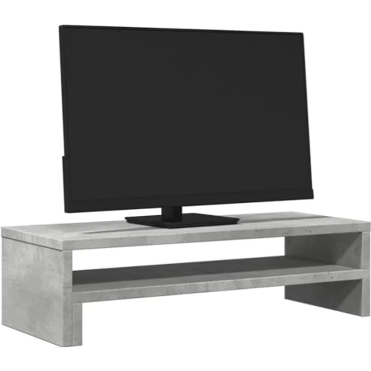 vidaXL Monitorständer Betongrau, Holzwerkstoff mit Stauraum, 54x22x15 cm, max. Belastbarkeit 25 kg – Bild 3