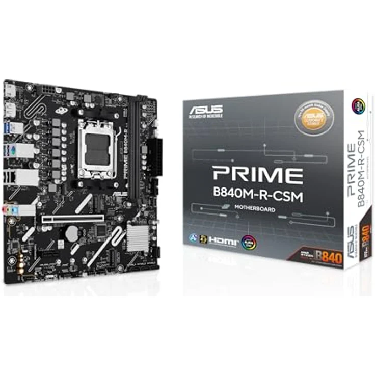 Asus Prime B840M-R, Mainboard mit AM5 Sockel, unterstützt AMD Ryzen 9000/8000/7000, bis zu 128 GB DDR5, 6 Speicherlaufwerke, RAID-Unterstützung – Bild 1