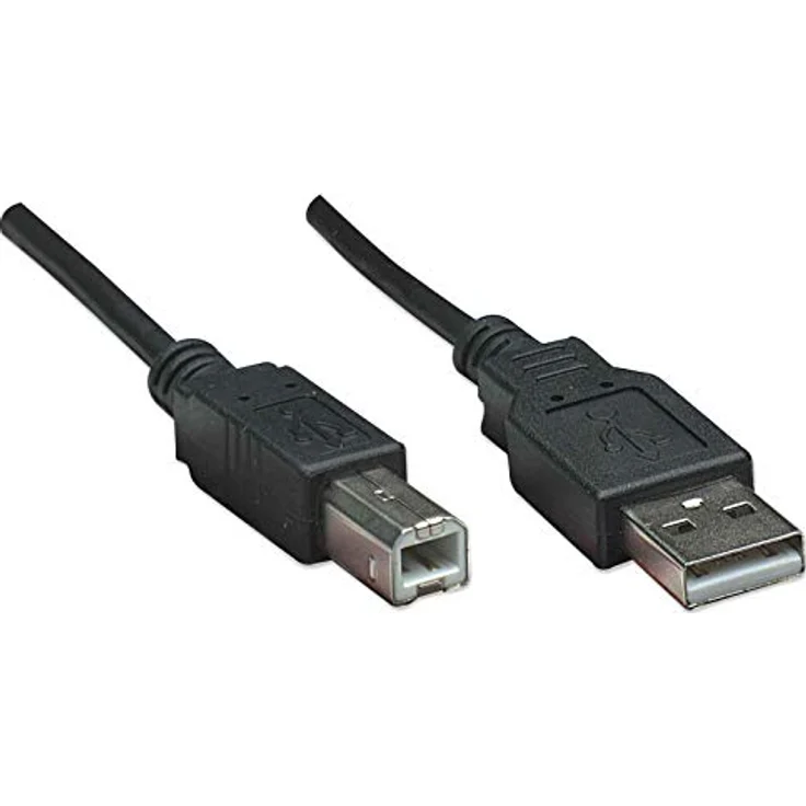 Manhattan - USB-Kabel - USB (M) bis USB Type B (M) - USB 2.0 - 300 V - 0.5 A - 50 cm - geformt - Schwarz (374507) – Bild 3