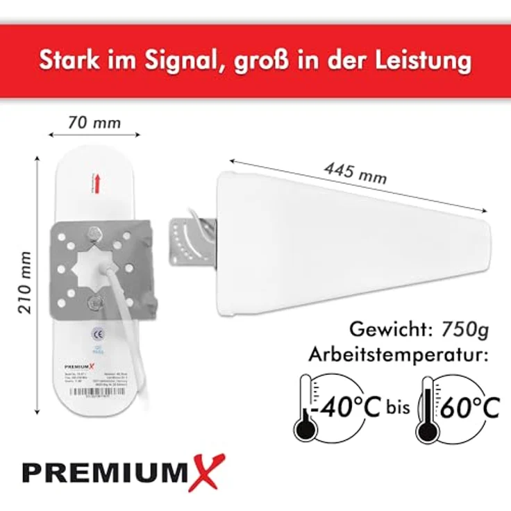 PremiumX LTE Antenne 3G 4G Mobiles Netzwerk Außenantenne Outdoor 10m Kabel Mobilfunkantenne mit 11±1 dBi Gewinn – Bild 4