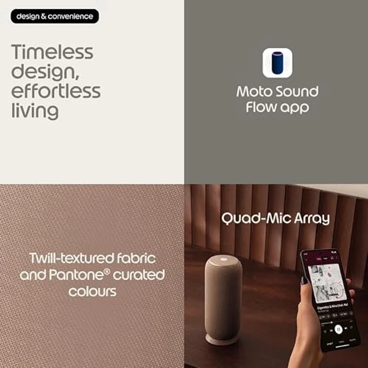 Motorola Moto Sound Flow Bluetooth Lautsprecher Soundsystem, Sound By Bose, warm taupe, Braun – Bild 5