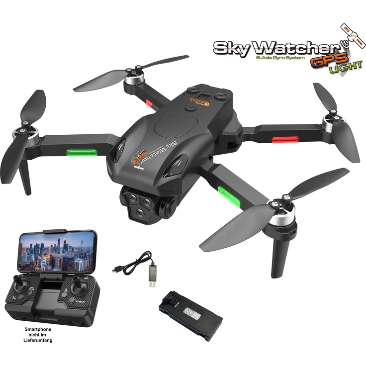 DF Models SkyWatcher GPS Light, Quadrocopter mit GPS-System, schwenkbarer Kamera und 10-12 Minuten Flugzeit, RTF