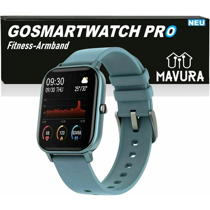 MAVURA GOSMARTWATCH PRO Smartwatch Bluetooth Fitnesstracker Fitness Armband für Android und Apple iPhone Samsung Huawei HTC Xiaomi, wasserdicht, Herren & Damen, in fünf Farben erhältlich