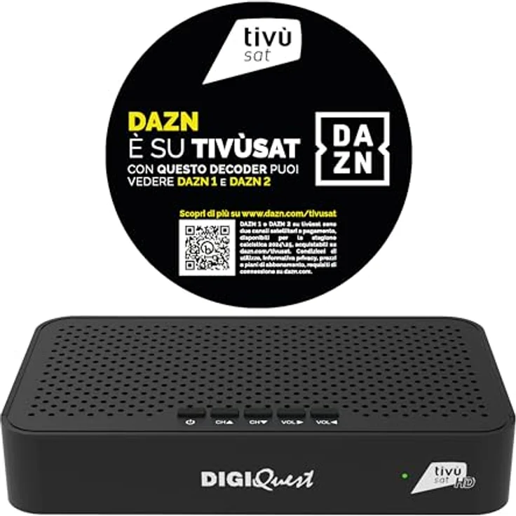 DIGIQUEST Decoder Tivùsat Classic Q10, Nero - mit DAZN-Kanälen, Smartcard und Mediaplayer-Funktion – Bild 1