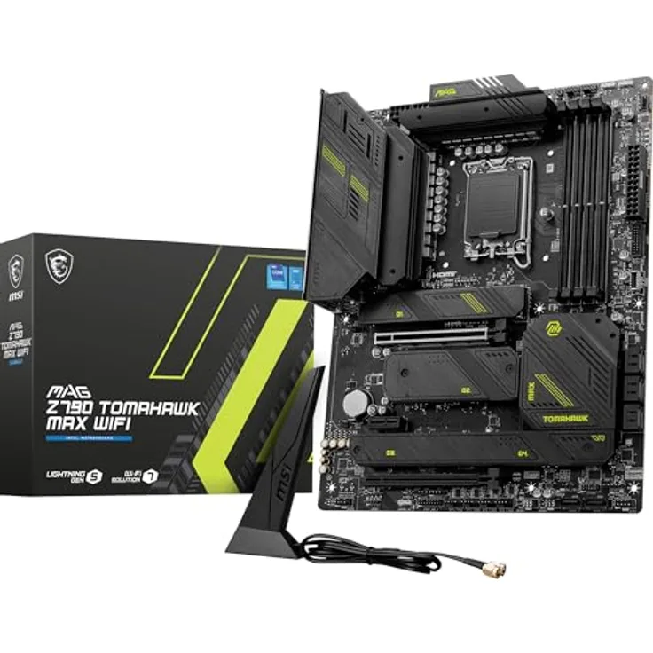 MAG Z790 Tomahawk MAX WiFi Motherboard, ATX - Unterstützt Intel Core Prozessoren der 12. und 13. Generation, LGA 1700, DDR5 7800+MHz/OC, 1 x PCIe 5.0 x16, 1 x M.2 Gen5, 2.5G LAN, Wi-Fi 7