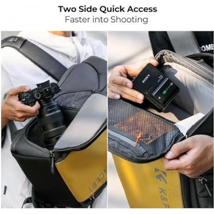 K&F Concept Alpha Air Fotorucksack, 25 l Kameratasche mit anpassbarem Innendesign, gelb – Bild 4