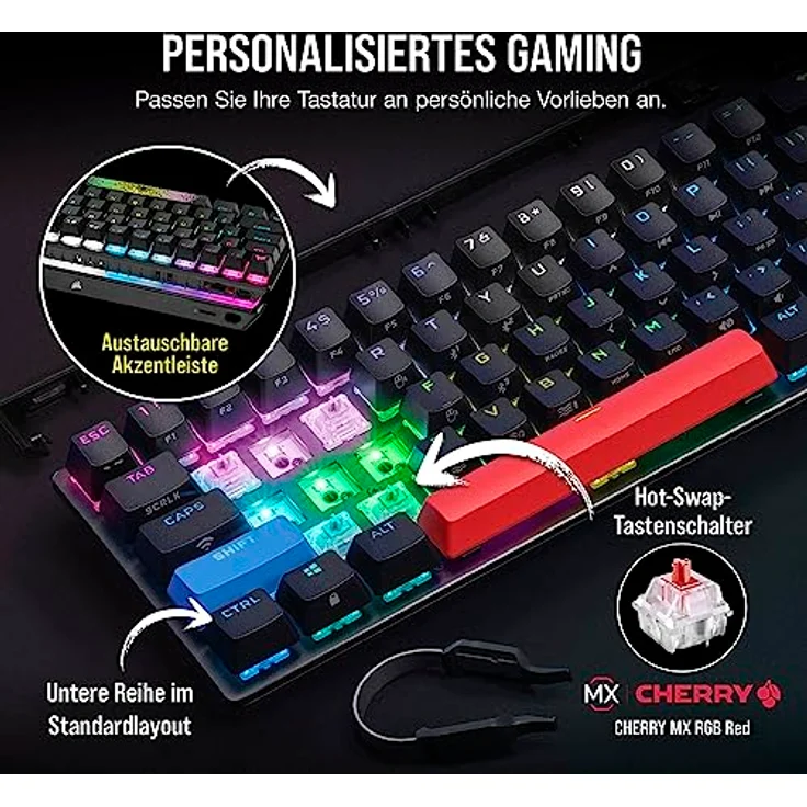 Corsair K70 PRO Mini Wireless RGB 60% Mechanische Gaming-Tastatur, Schwarz (QWERTZ Layout) – Bild 3