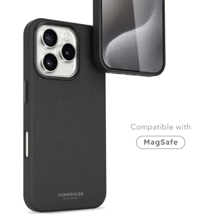 Vonmählen Like Leather Case Cover für Apple iPhone 16 Pro, Schwarz, Handytasche aus Leder, versandkostenfrei – Bild 2