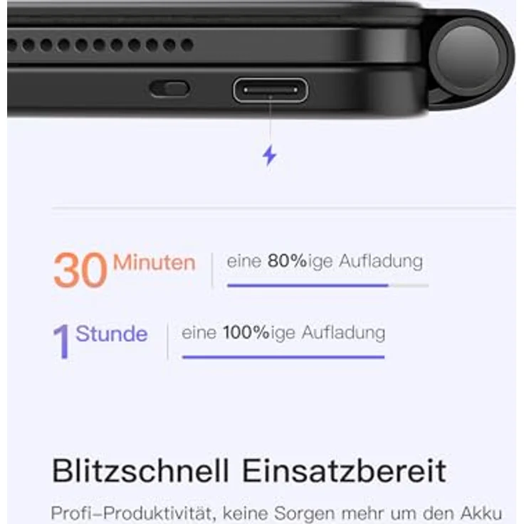 Inateck Magic Keyboard für iPad Pro 11 2024 M4 Hülle mit Tastatur, Schnellladefunktion, LED-Anzeige, Click-Anywhere-Trackpad, 7 Farben Hinterleuchtet, QWERTZ, KB09121  – Bild 4