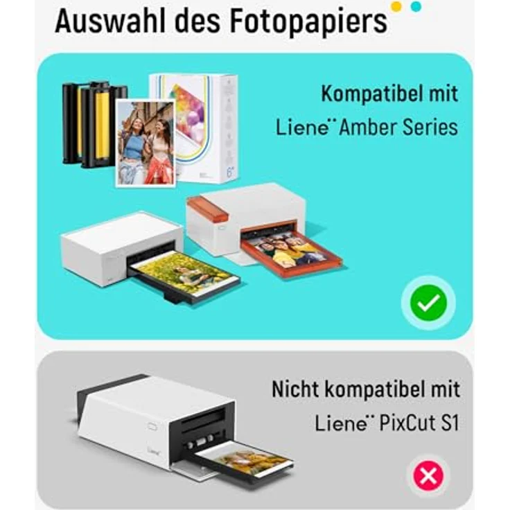 Liene Fotopapier 4x6 Photo Printer Paper 80 Sheets & 2 Ink, langlebig und praktisch, kompatibel mit allen Druckermodellen – Bild 3