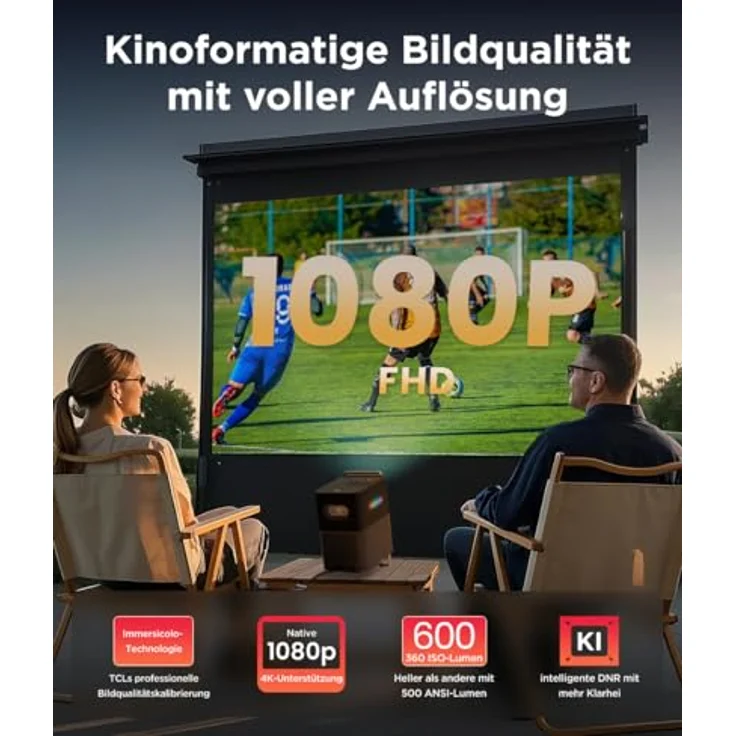 TCL A1s MTV-Projektor, 600 ISO-Lumen, 1080P tragbarer Beamer mit WLAN, Bluetooth, lizenzierter Netflix-Unterstützung und 30.000 Stunden Lebensdauer – Bild 4