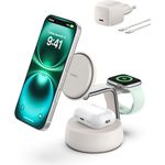 Belkin UltraCharge Pro Qi2 Induktive Ladestation, 25W, 3-in-1 Ladegerät mit MagSafe-Kompatibilität, Wireless Charger für iPhone 16, Apple Watch und AirPods, mit ChillBoost Kühltechnik und 45-W-Adapter – Sandfarben