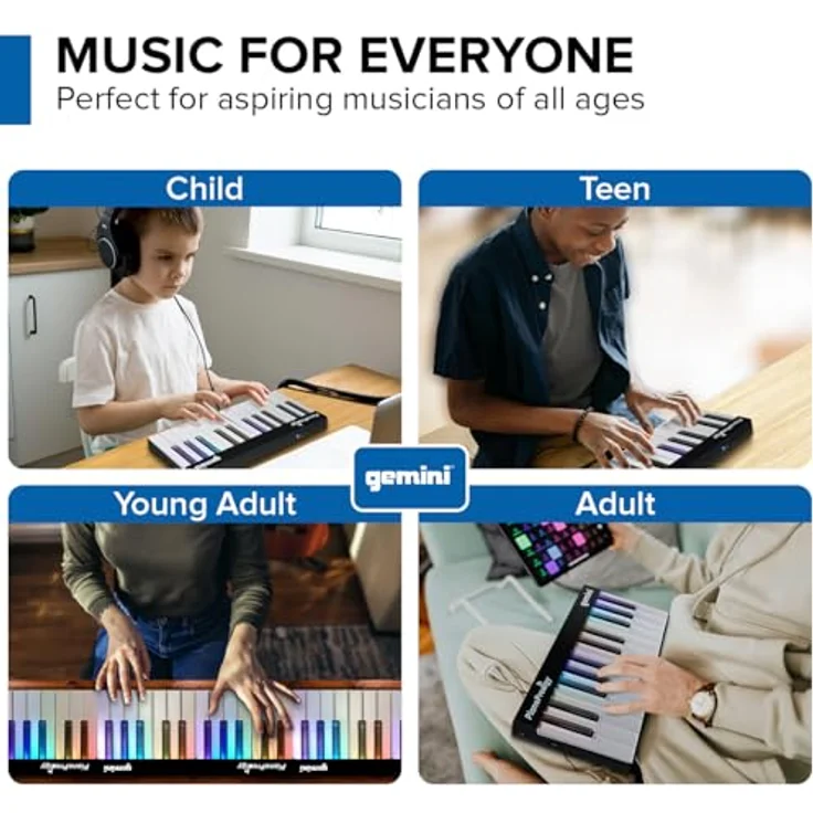 Gemini Sound PianoProdigy, Beleuchtete 24er Bluetooth-Tastatur, Tragbares und erweiterbares MIDI-Keyboard für iOS/Android-Geräte (App erforderlich) – Bild 5